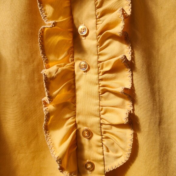 Vintage 1970's Bobbie Brook's Marigold Yellow Ruffle Bib Front Blouse - Picture 11 of 14